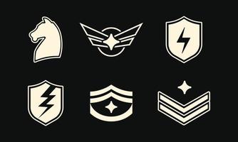conjunto de distintivos do exército militar. bordado militar e design de alfinetes. patches do exército para tipografia de espaço de cópia vetor