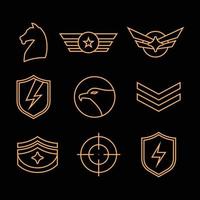 conjunto de distintivos do exército militar. bordado militar e design de alfinetes. patches do exército para tipografia de espaço de cópia vetor