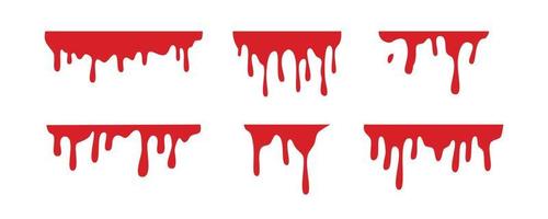 conjunto de respingos de sangue ou tinta vermelha, elemento de design de halloween vetor