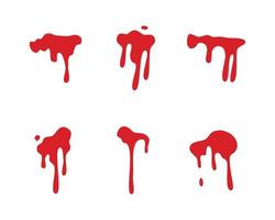 conjunto de respingos de sangue ou tinta vermelha, elemento de design de halloween vetor