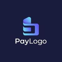 pagar o design do logotipo com estilo colorido gradiente, conceito de cartão de crédito, carteira criptográfica, pagamento online rápido vetor