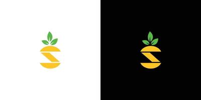 design de logotipo inicial de frutas laranja exclusivo e moderno vetor