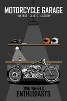 ilustração de cartaz de garagem de motocicleta chopper.eps vetor