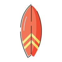 ícone plano fácil de usar de prancha de surf, estilo doodle vetor