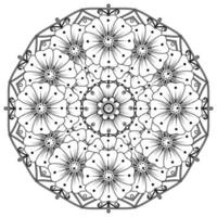 padrão circular em forma de mandala para decoração de tatuagem henna mehndi. página do livro para colorir. vetor