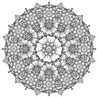 padrão circular em forma de mandala para decoração de tatuagem henna mehndi. página do livro para colorir. vetor