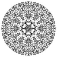 padrão circular em forma de mandala para decoração de tatuagem henna mehndi. página do livro para colorir. vetor