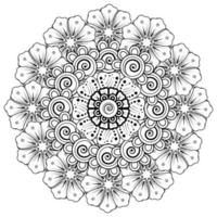 padrão circular em forma de mandala para decoração de tatuagem henna mehndi. página do livro para colorir. vetor