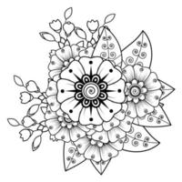 flores em preto e branco. arte doodle para livro de colorir vetor