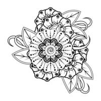 flores em preto e branco. arte doodle para livro de colorir vetor