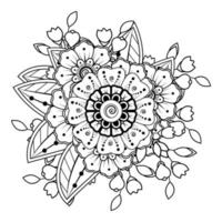 flores em preto e branco. arte doodle para livro de colorir vetor