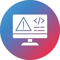 ícone de fundo gradiente de círculo de glifo de erro de código vetor