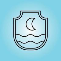 oceano lua onda emblema logotipo ícone linha arte design ilustração vetor