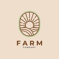 design de modelo de vetor de emblema de logotipo de arte de linha de fazenda minimalista