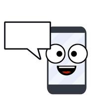 alegre celular com sorriso na tela. gadget divertido para comunicação vetor