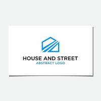 logotipo abstrato de casa e rua vetor