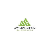 vetor de design de logotipo de montanha wc