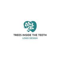 árvores dentro do design do logotipo dos dentes vetor