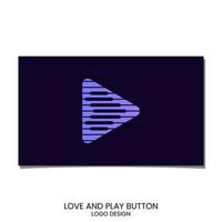 botão play e design de logotipo de tecnologia de amor vetor