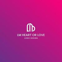 lm, lmb, amor ou design de logotipo de coração vetor