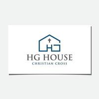 design de logotipo de casa cristã gh ou hg vetor