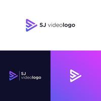 vetor de design de logotipo de vídeo sj
