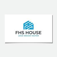 vetor de design de logotipo de casa fhs