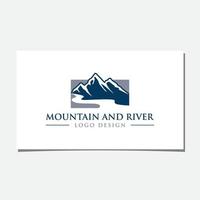 vetor de design de logotipo de montanha e rio