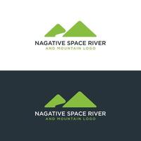 logotipo do espaço negativo do rio e da montanha vetor