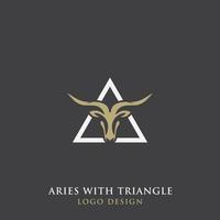 Áries com design de logotipo de triângulo vetor