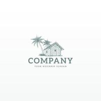 design de logotipo vintage de cabana de praia vetor