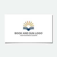 design de logotipo de livro e sol vetor