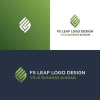 vetor de design de logotipo de folha fs