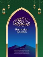 design de fundo islâmico com lanternas e mesquita, adequado para o ramadã vetor