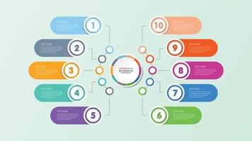 modelo de infográfico de círculo básico com 10 etapas, processo ou opções, gráfico de processo. vetor