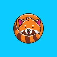 ilustração de ícone de vetor bonito feliz panda vermelho dos desenhos animados. natureza animal ícone conceito isolado vetor premium. estilo de desenho animado plano
