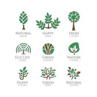 coleção de logotipo de árvores verdes vetor