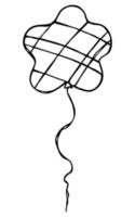 ilustração de balão voador desenhada à mão isolada em um fundo branco. doodle de balão de festa de aniversário. clipart de férias. vetor