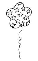 ilustração de balão voador desenhada à mão isolada em um fundo branco. doodle de balão de festa de aniversário. clipart de férias. vetor