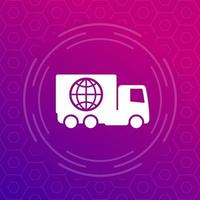 entrega mundial com ícone de vetor de caminhão