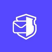 correio seguro, ícone de e-mail com escudo vetor