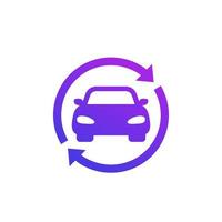 carsharing, logotipo do serviço de aluguel, ícone com um carro vetor