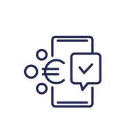 ícone de linha de pagamento móvel com euro vetor