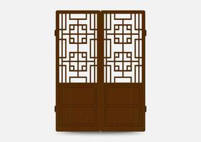 padrão de moldura de ornamento coreano tradicional. conjunto de arte de decoração antiga de porta e janela. ilustração em vetor silhueta.