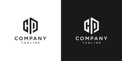 modelo de ícone de design de logotipo de monograma carta criativa cp fundo branco e preto vetor