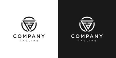 modelo de ícone de design de logotipo de monograma carta criativa fa fundo branco e preto vetor