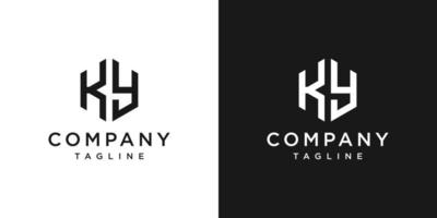 modelo de ícone de design de logotipo de monograma de carta criativa ky fundo branco e preto vetor