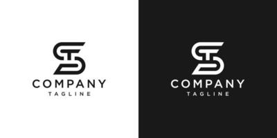 modelo de ícone de design de logotipo de monograma de letra criativa st fundo branco e preto vetor