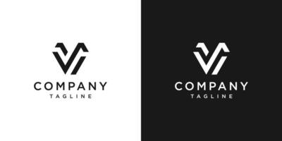 carta criativa vs modelo de ícone de design de logotipo monograma fundo branco e preto vetor
