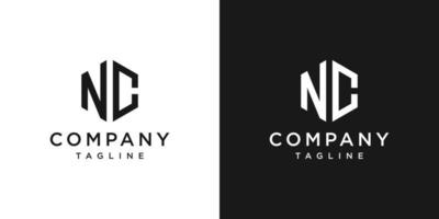 modelo de ícone de design de logotipo de monograma de carta criativa nc fundo branco e preto vetor